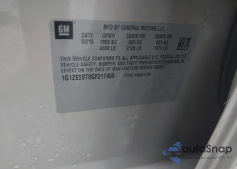 2016 Chevrolet Malibu 1Lt z USA, uszkodzony, nr VIN 1G1ZE5ST8GF217468